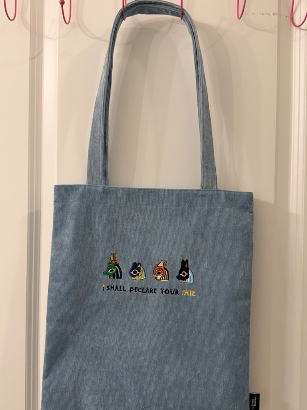 British Museum Corduroy Tote Bag | Vintage Style Embroidered Egypt Design